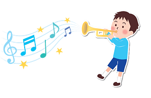 Young Boy Plays Trumpet