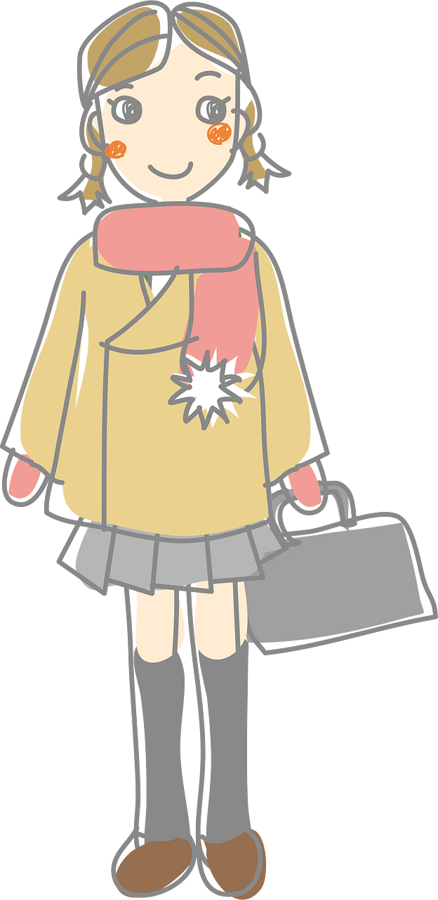 Student Girl in a Winter Coat