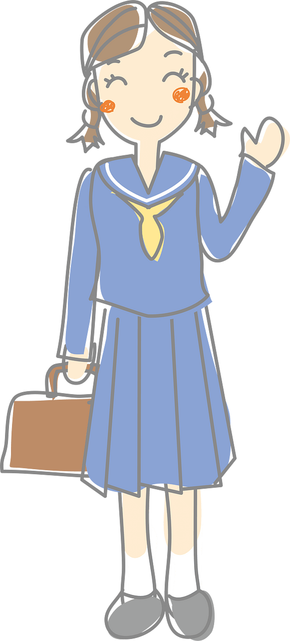 Student Girl Waving Hello