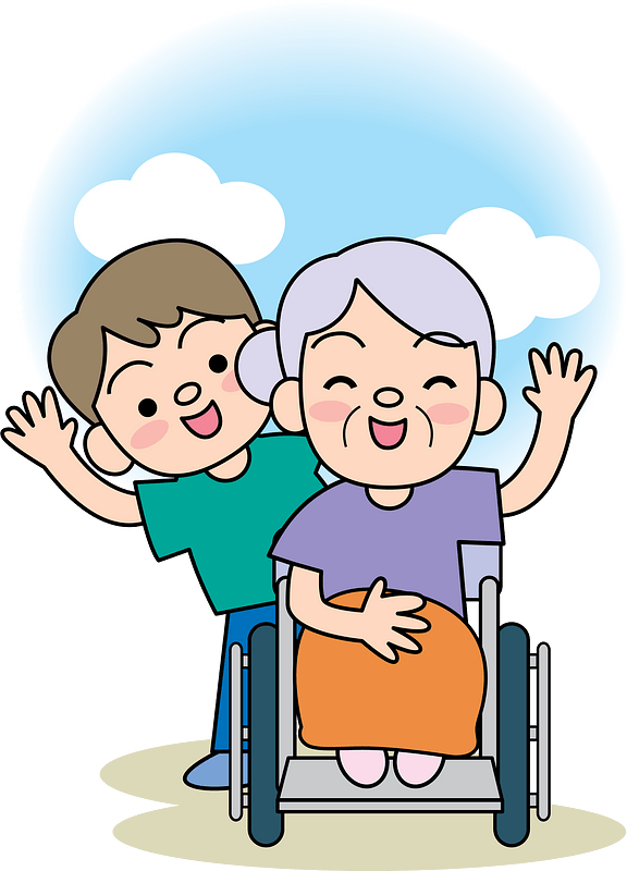 Grandson with His Wheelchair Grandmother