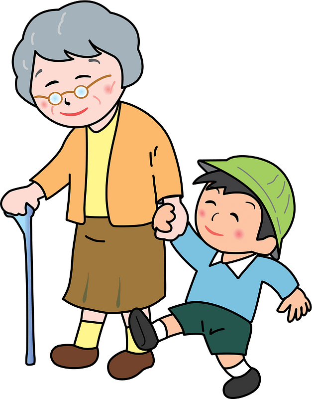 Grandmother and Grandson on a Walk