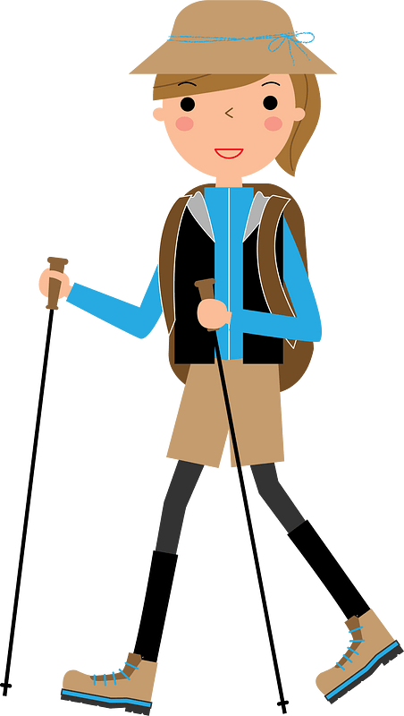 Climber Girl with Trekking Poles