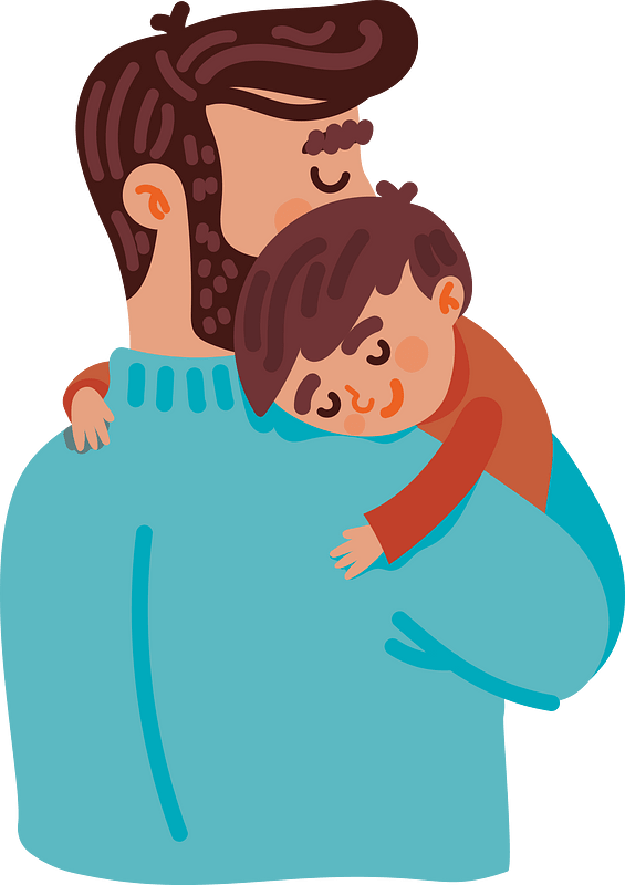 Father Holds His Sleeping Son