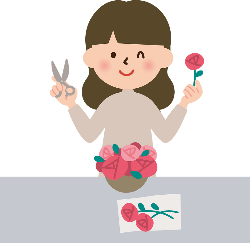 Woman Creates Flower Arrangement