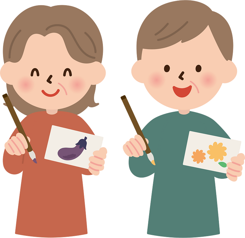 Couple with Illustrated Postcard