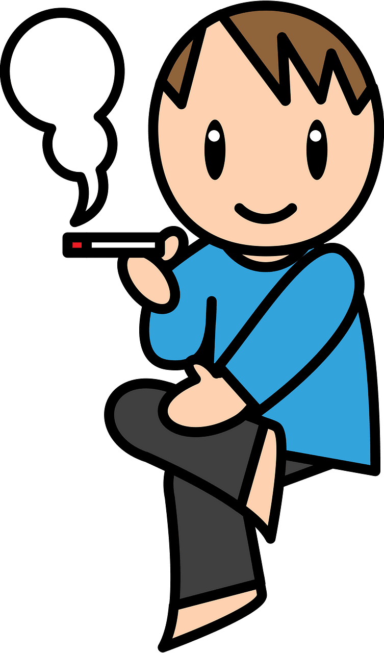 Man Smokes a Cigarette