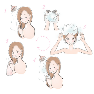 Woman Washes Her Hair
