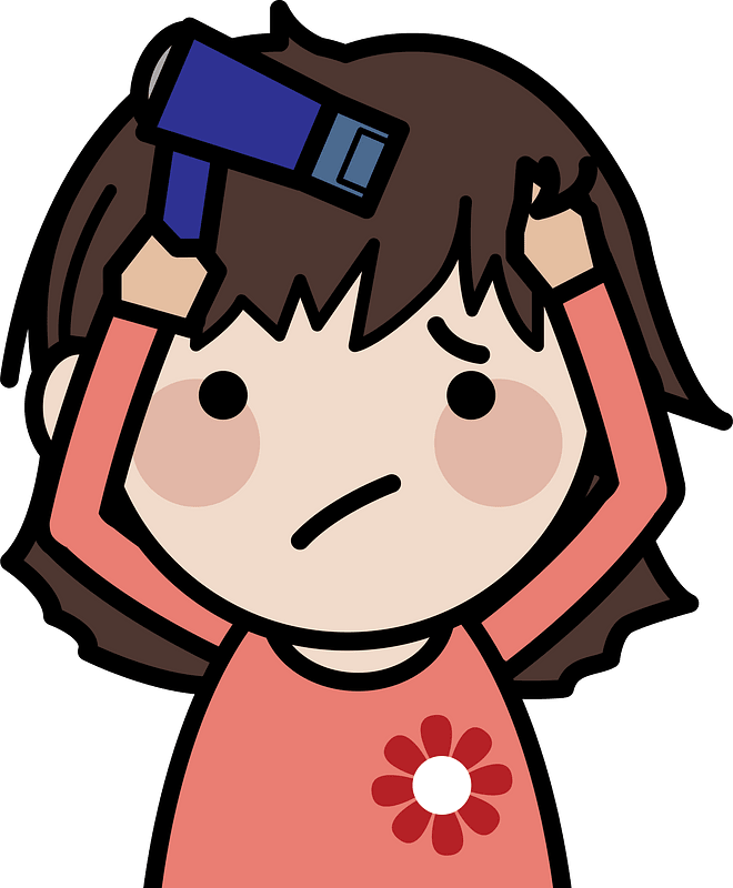 Girl Dries Her Hair with a Dryer