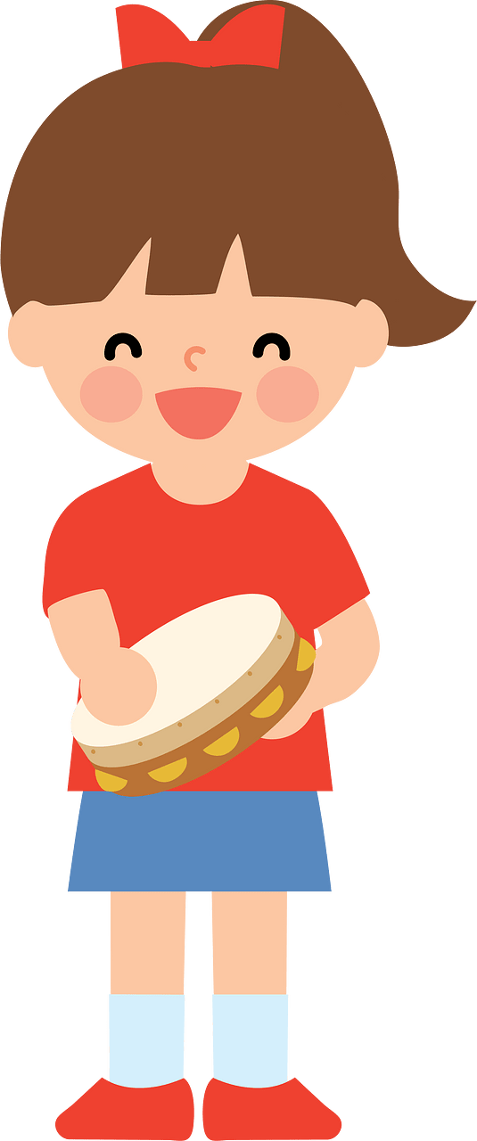Happy Girl with Tambourine