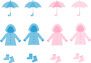 Raincoat, Umbrella and Boots