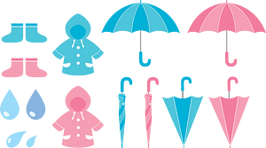 Raincoat, Umbrella and Boots