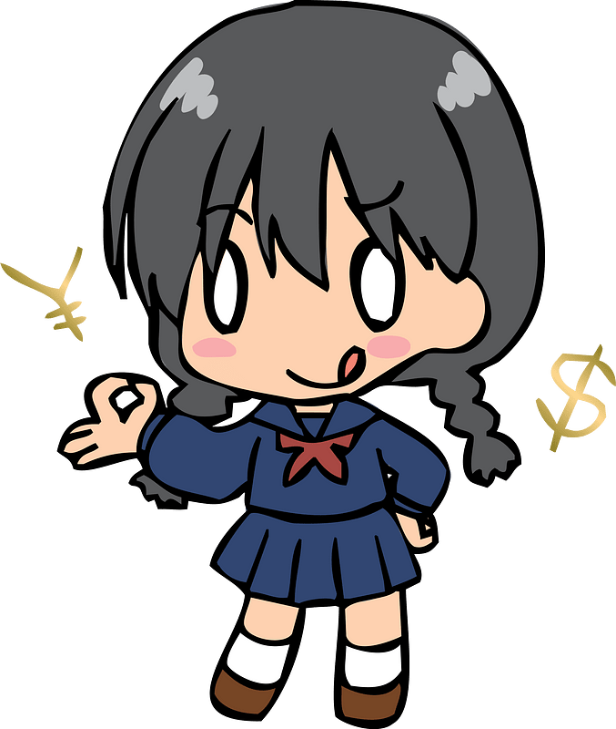 Student Girl Thinks of Money