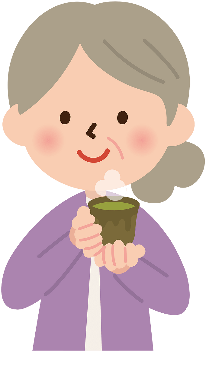 Senior Woman Drinks a Green Tea