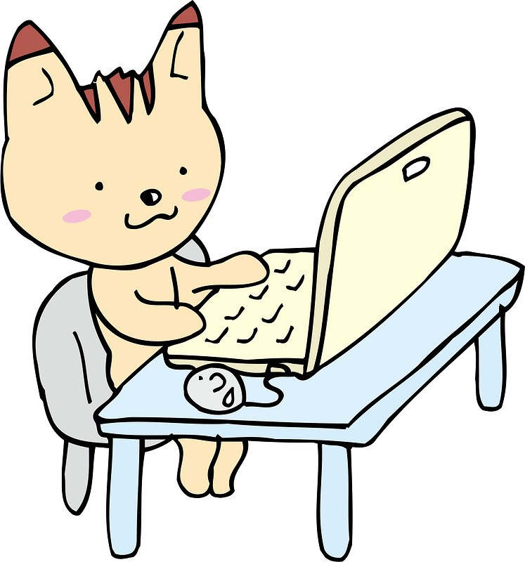Cat Works on Laptop Computer