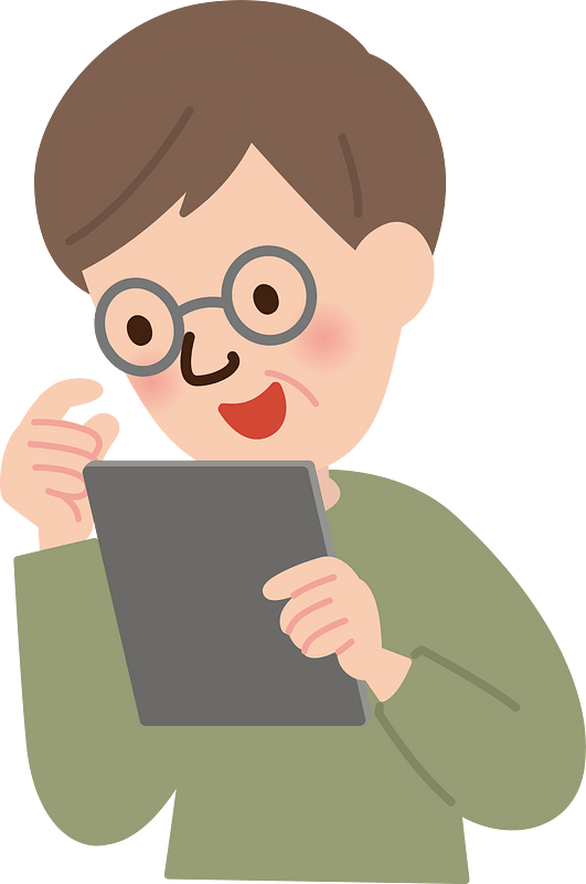 Senior Man Works on Tablet Pc