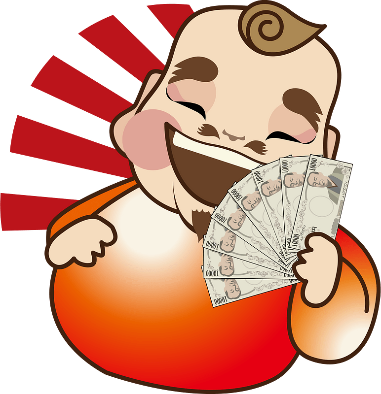 Happy Man with a Pack of Money