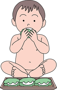 Baby with a Children's Day Food Kashiwa Mochi