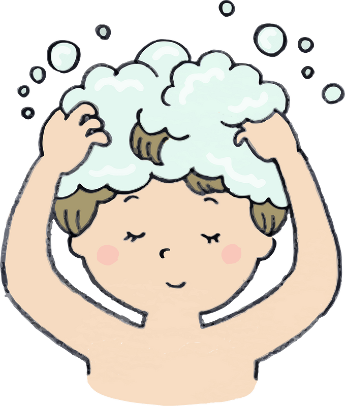 Woman Washes Her Hair with Shampoo