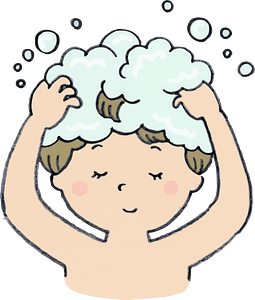 Woman Washes Her Hair with Shampoo