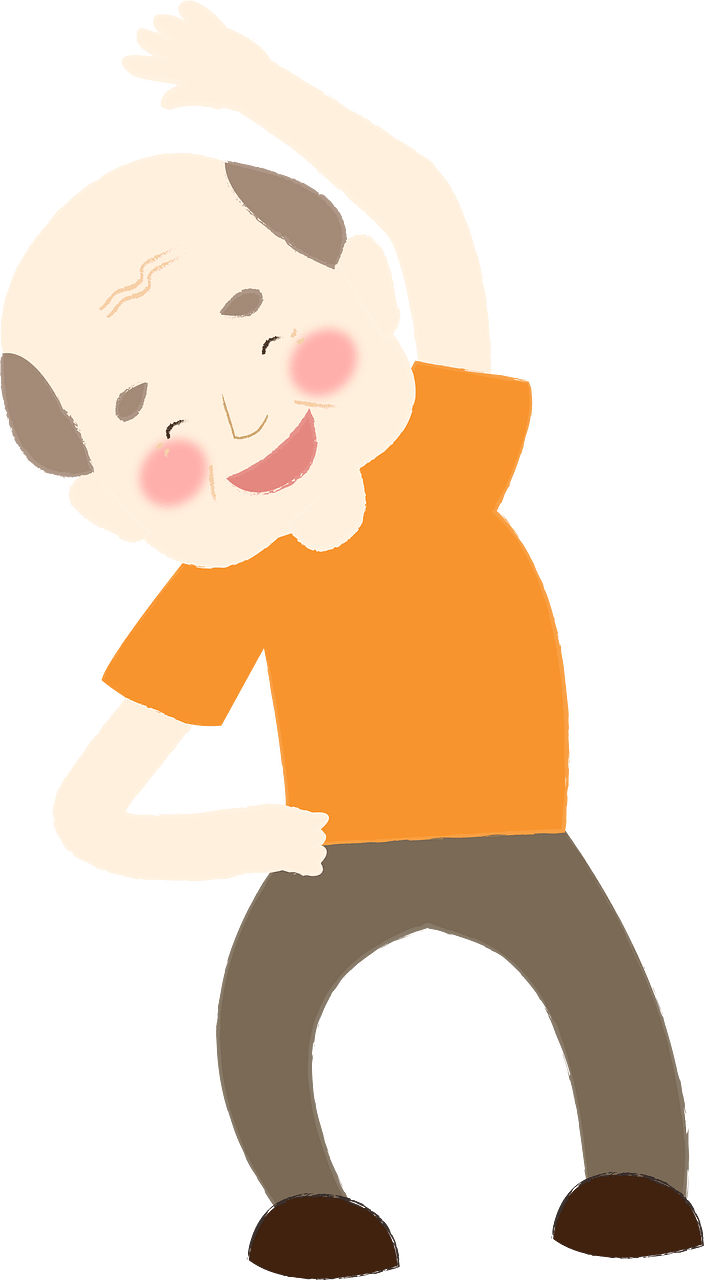 Senior Man Does Gymnastic Exercise