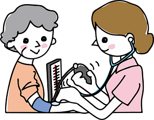 Nurse Checks Woman's Blood Pressure