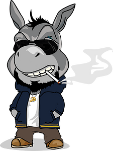 Smoking Donkey in Sunglasses Character