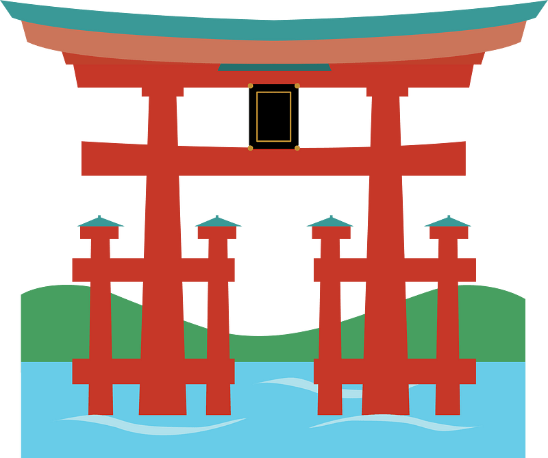 Itsukushima Shrine - The Great Torii Gate - Free vector clipart images ...