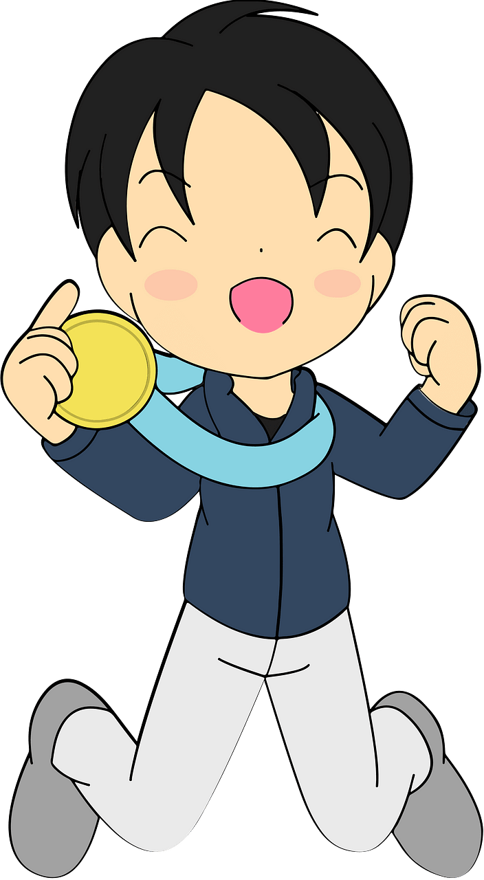 Happy Player with a Gold Medal