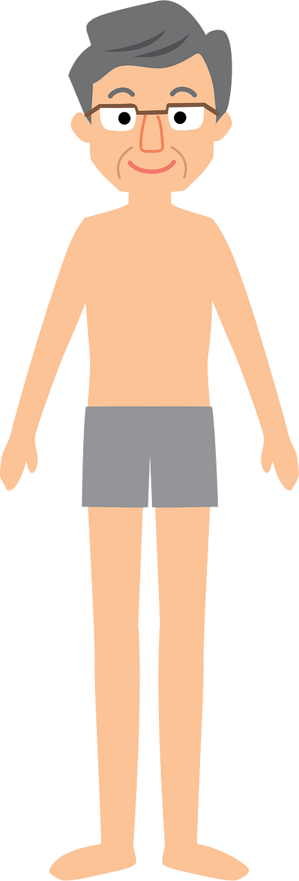 Middle-Aged Man in Grey Briefs