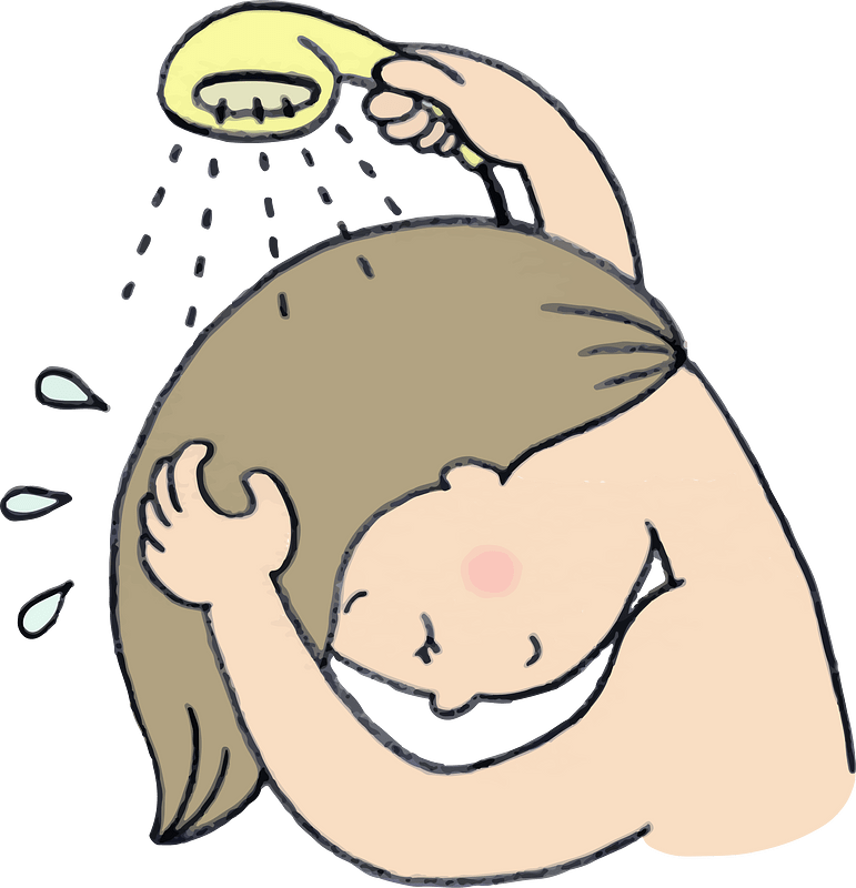 Woman Washes Her Hair