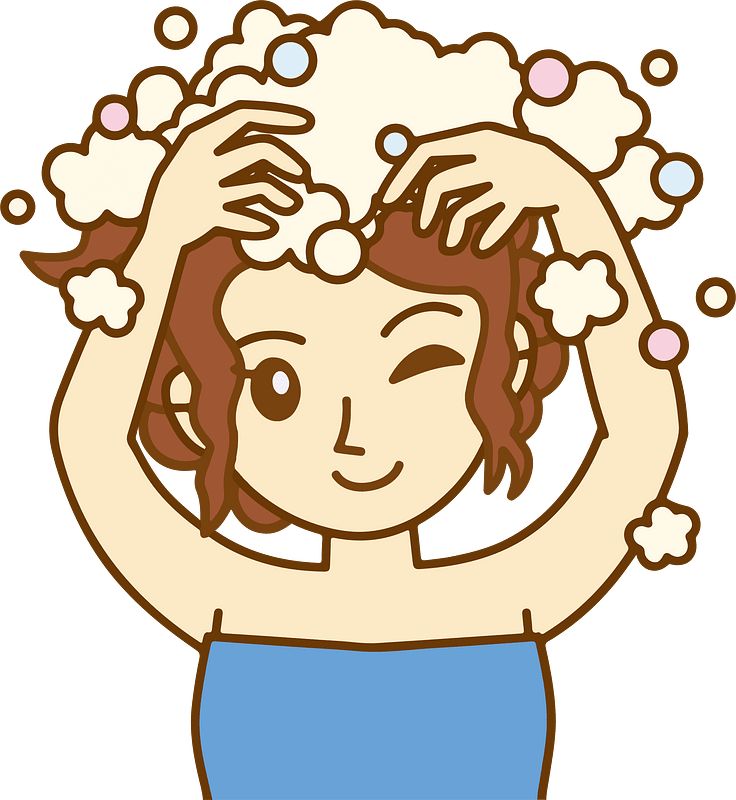 Woman Washes Her Hair