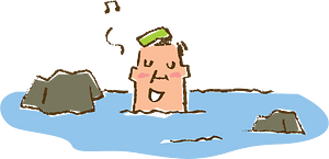 Man Bathing in a Hot Spring