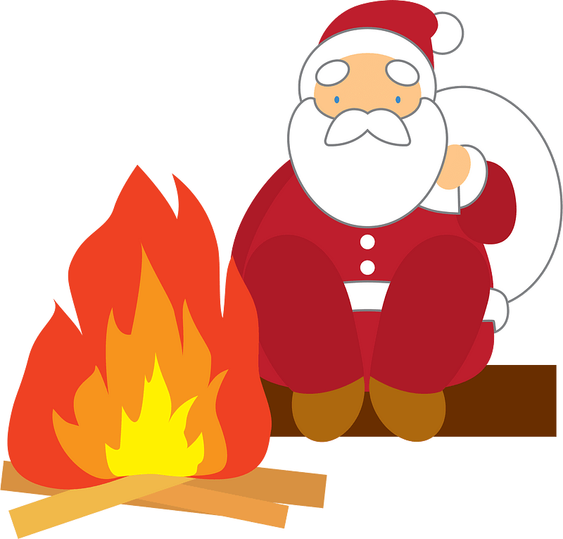 Santa Claus Warms near the Bonfire