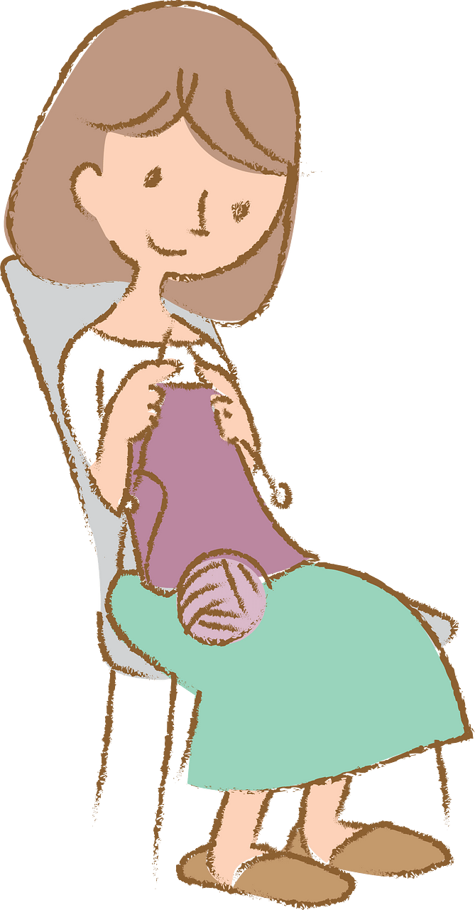 Woman is Knitting a Sweater