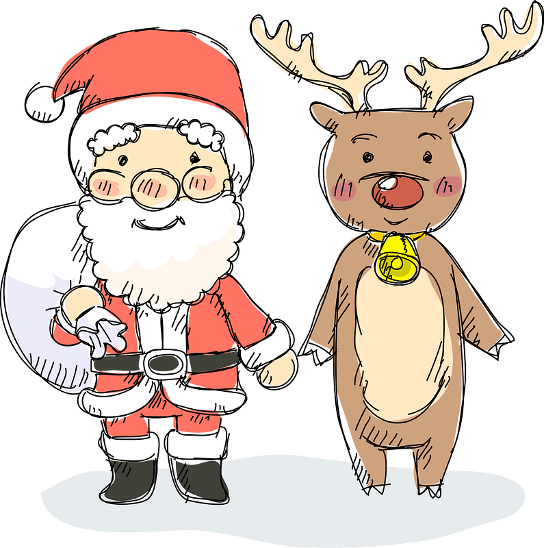 Christmas Santa Claus and His Reindeer