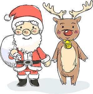 Christmas Santa Claus and His Reindeer
