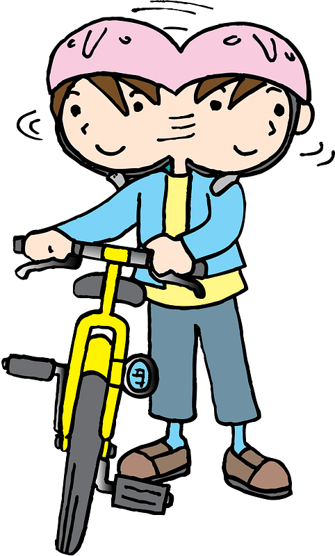 Child on a Bicycle Checks the Road