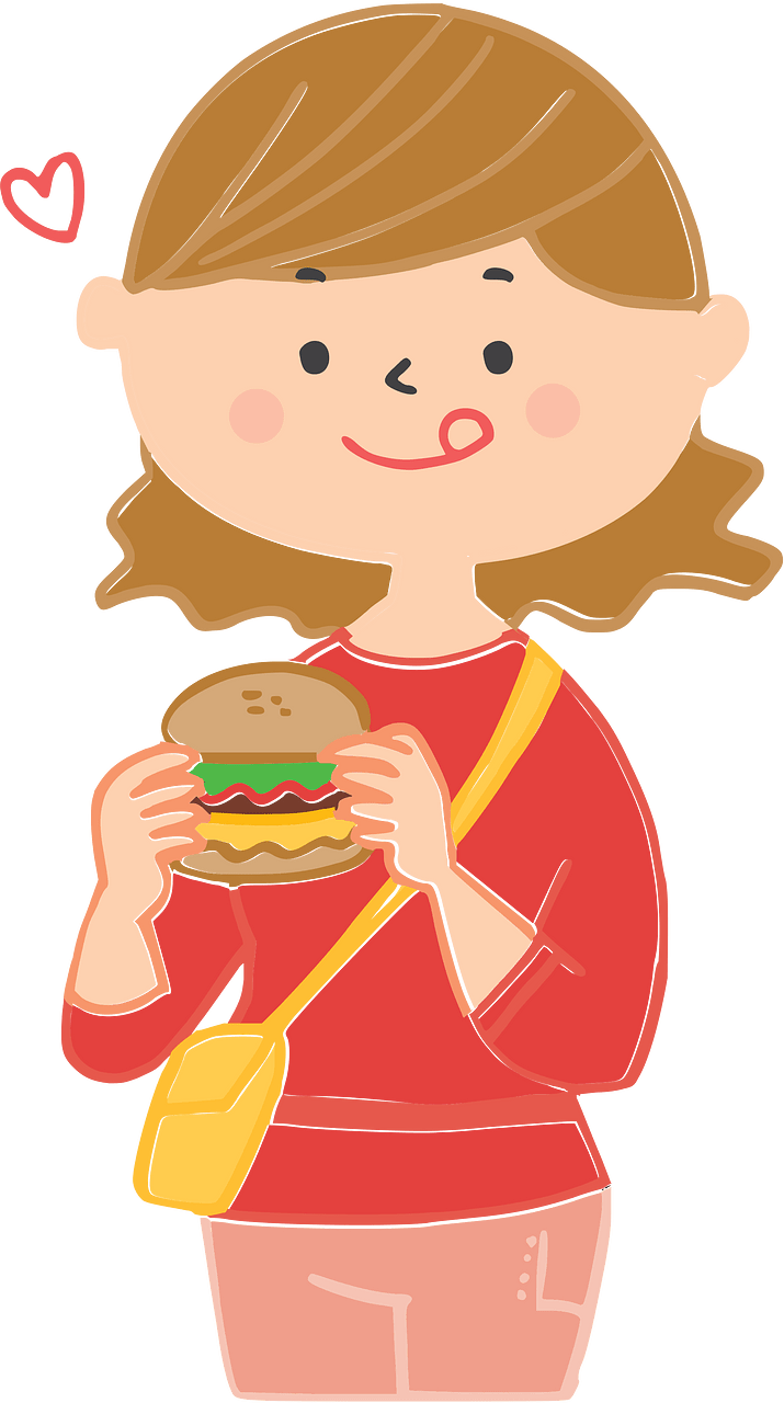 Woman Loves Eating Hamburger