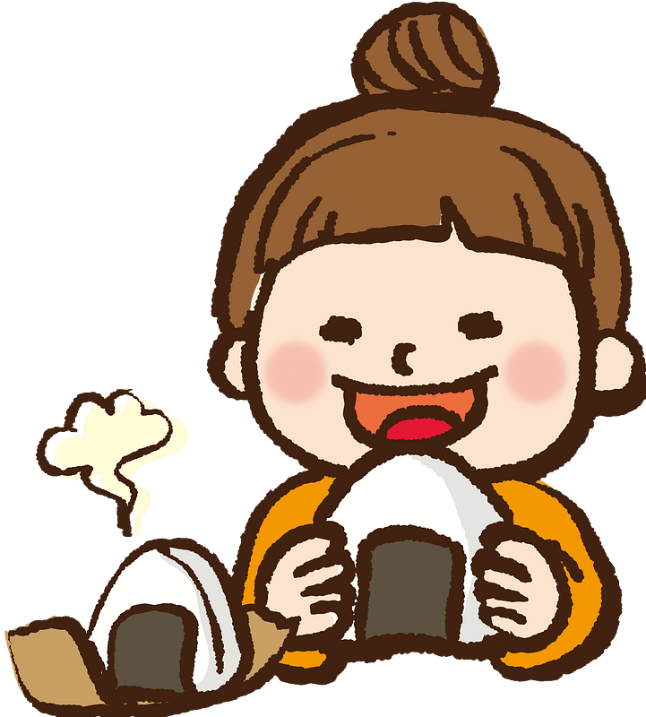 Girl Eats a Rice Ball
