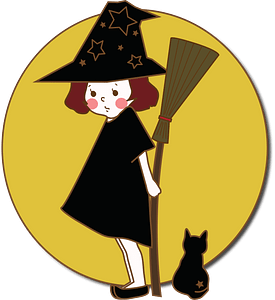 Halloween Witch and the Moon