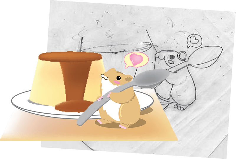 Hamster with Caramel Pudding