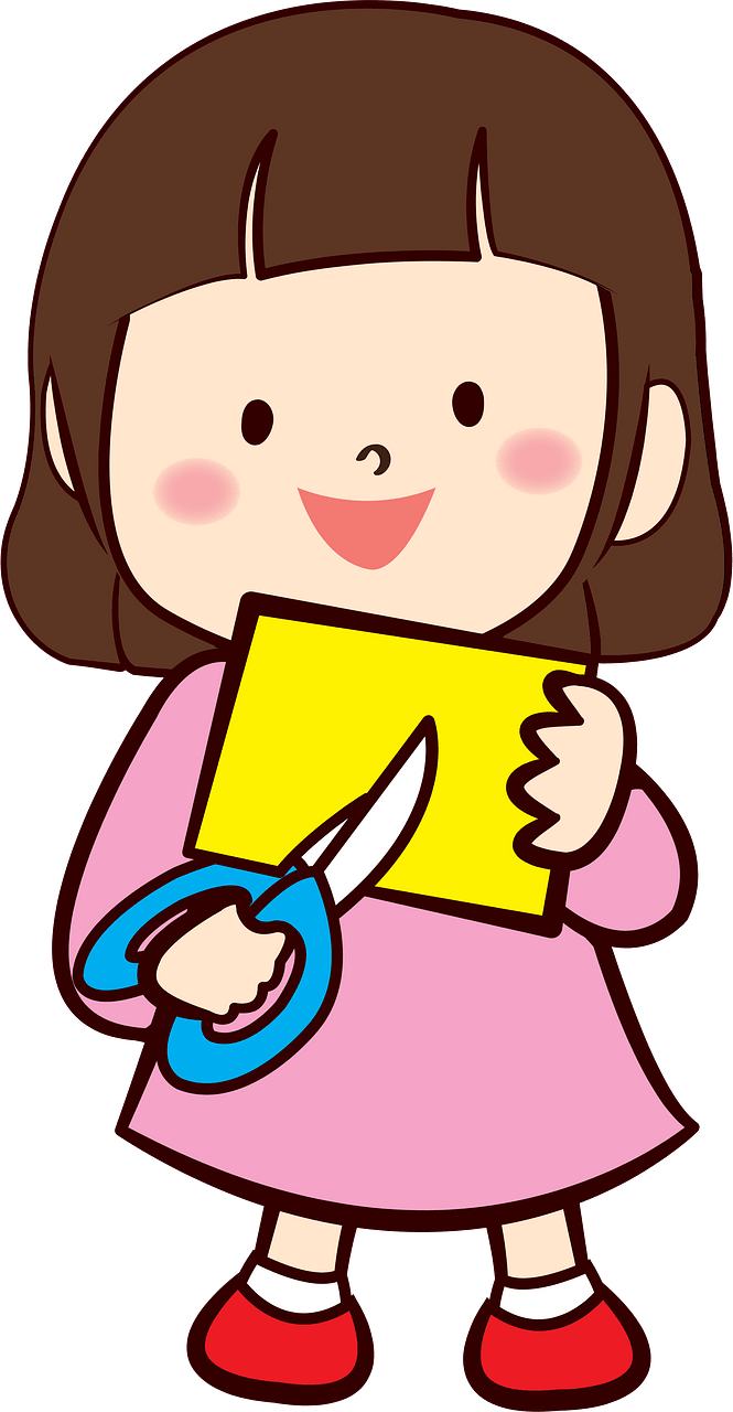 Smiling Girl with Scissors