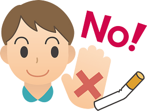 Man Shows Non Smoking Sign