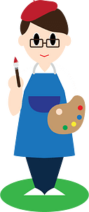 Artist with Paint Palette and Brush