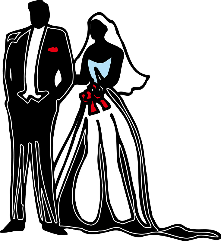 Silhouettes of Bride and Groom