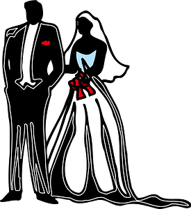 Silhouettes of Bride and Groom