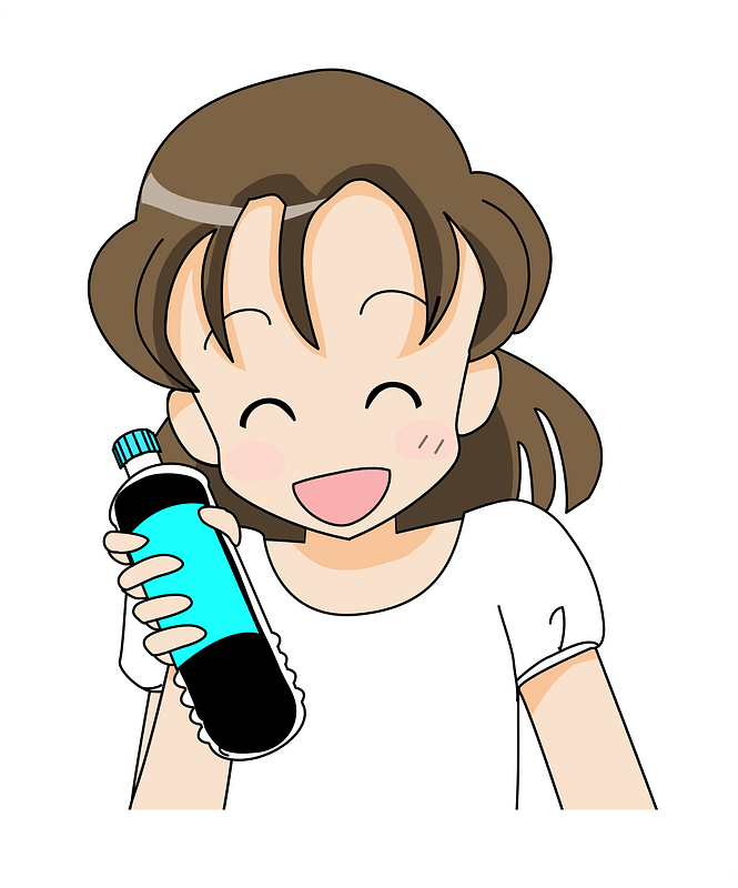 Smiling Girl with a Bottle of Sports Drink