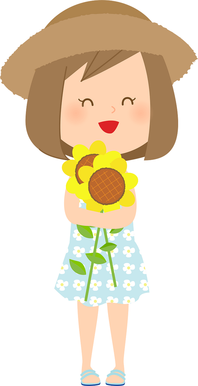 Young Girl with Sunflower Bouquet
