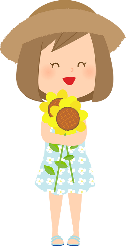 Young Girl with Sunflower Bouquet
