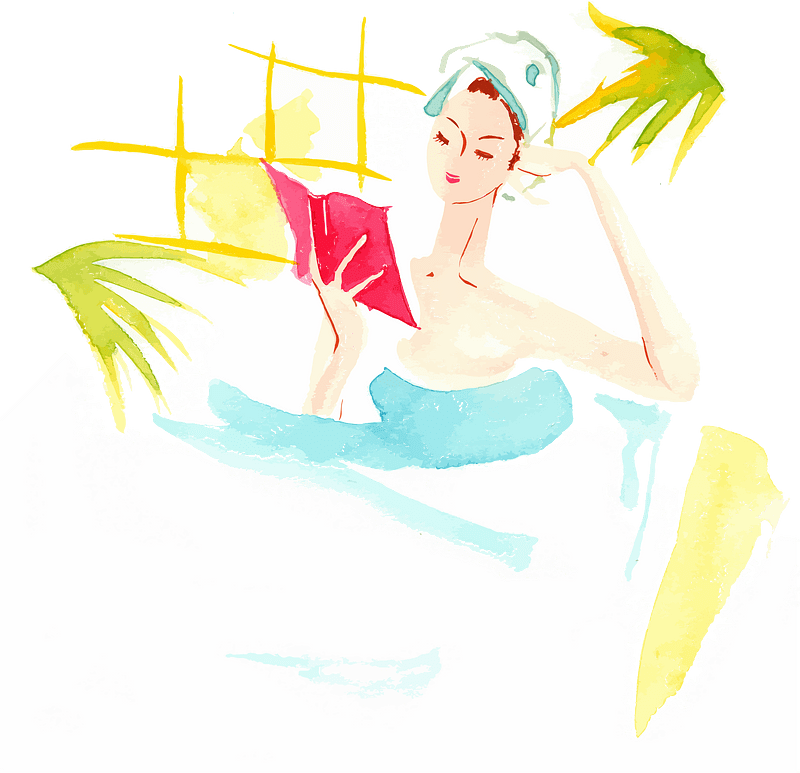 Woman is Reading a Book While Bathing